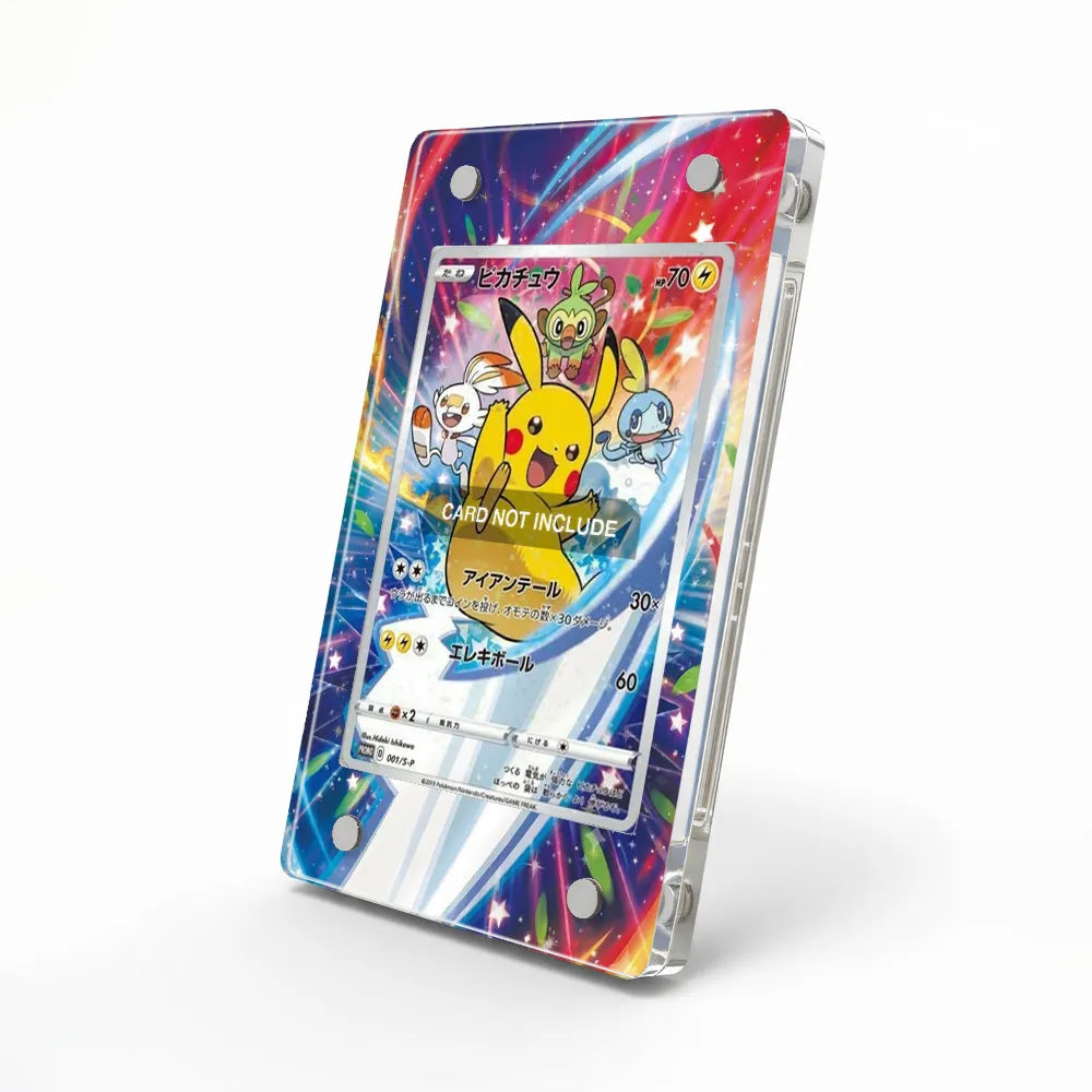 Pikachu 001-S-P SWSH PRE-ORDER Pokemon Cards Custom Art Display Cases - Magnetic Case - Side View