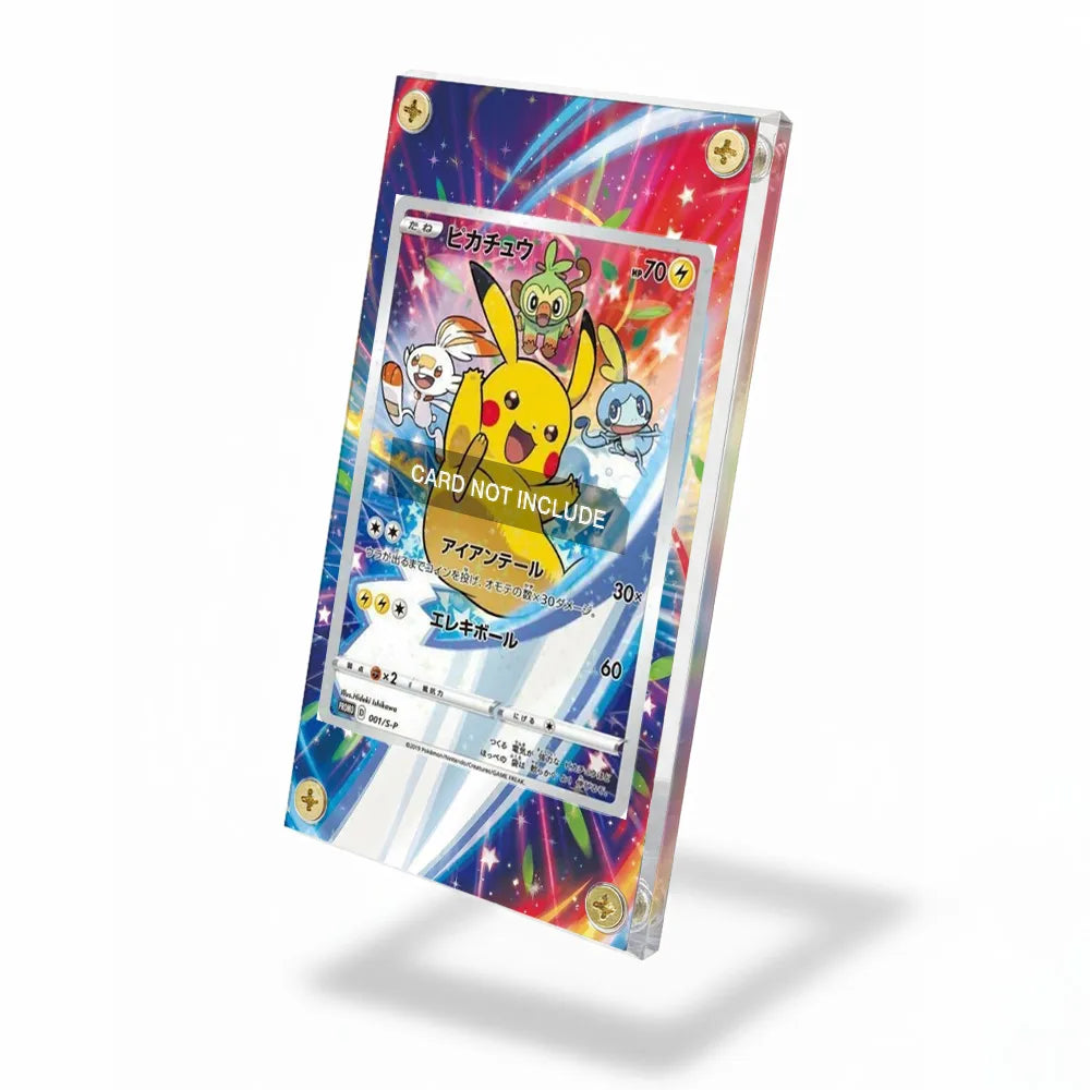 Pikachu 001-S-P SWSH PRE-ORDER Pokemon Cards Custom Art Display Cases - Screws Case - Side View