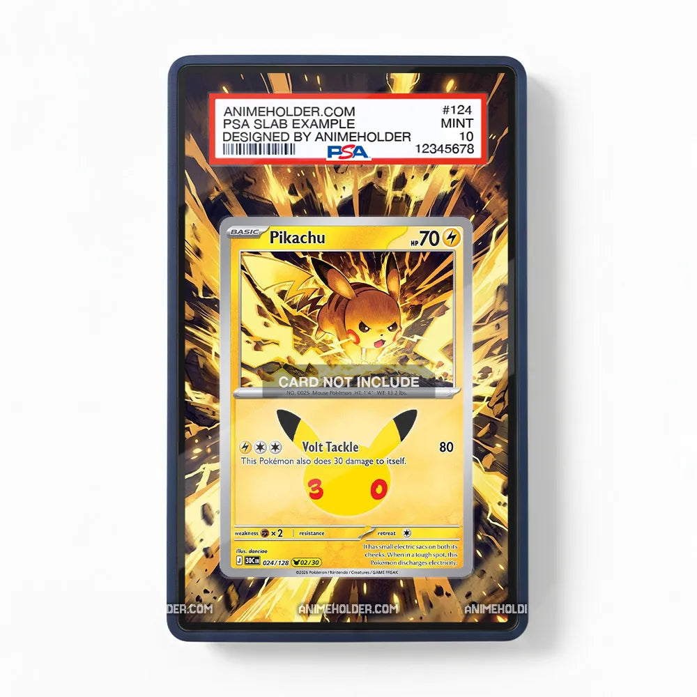 Pikachu 024-128 30th Anniversary Pokemon Cards Extended Art Display Cases - PSA Slab Case - Front View