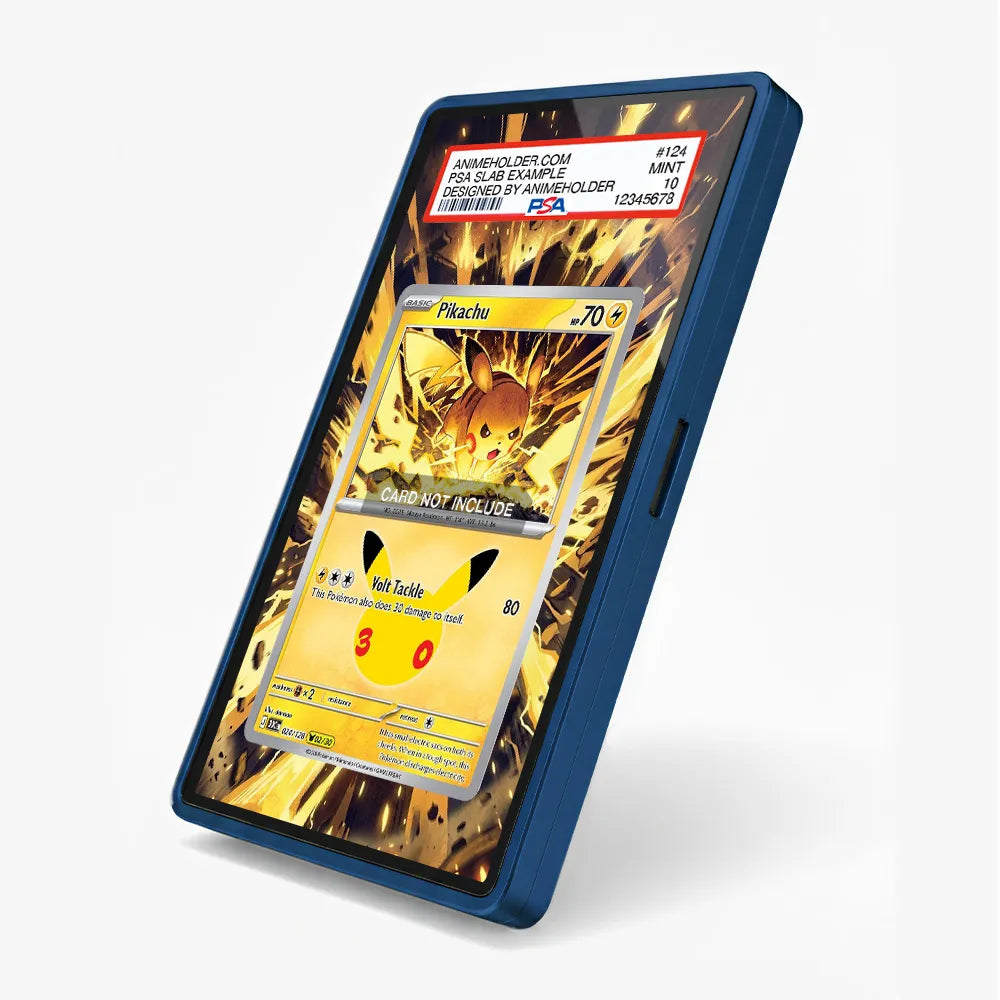 Pikachu 024-128 30th Anniversary Pokemon Cards Extended Art Display Cases - PSA Slab Case - Side View