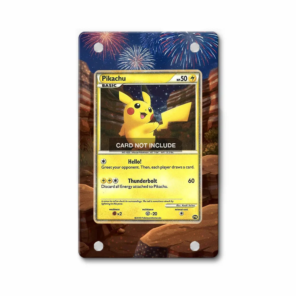 Pikachu 025-100 World Collection Pokemon Cards Extended Art Display Cases - PSA Slab Case - Front View