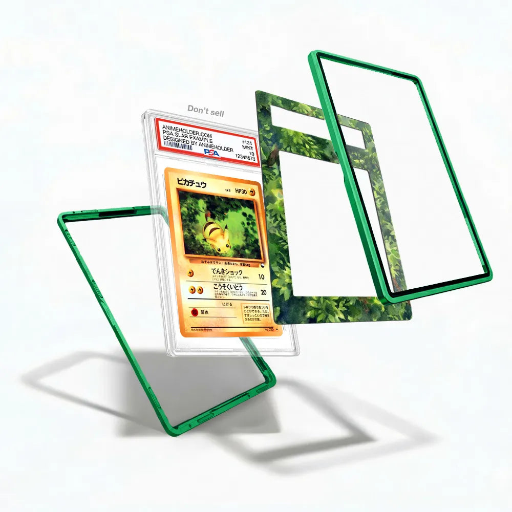 Pikachu 025 Japanese Base Set Pokemon Cards Custom Art Display Cases - PSA Slab Case - Detail View