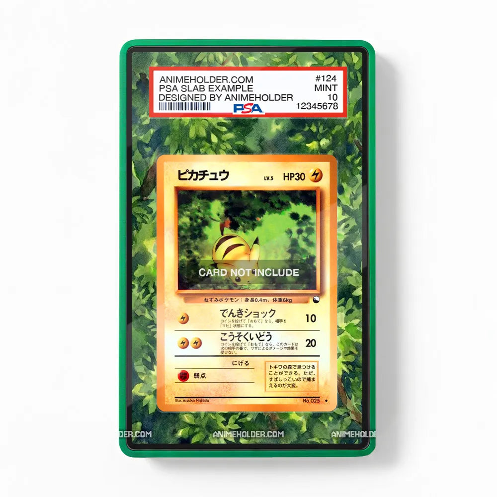 Pikachu 025 Japanese Base Set Pokemon Cards Custom Art Display Cases - PSA Slab Case - Front View