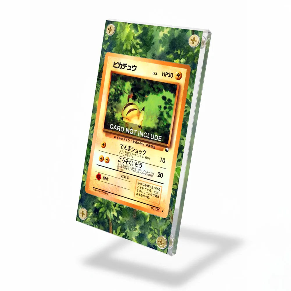 Pikachu 025 Japanese Base Set Pokemon Cards Custom Art Display Cases - Screws Case - Side View