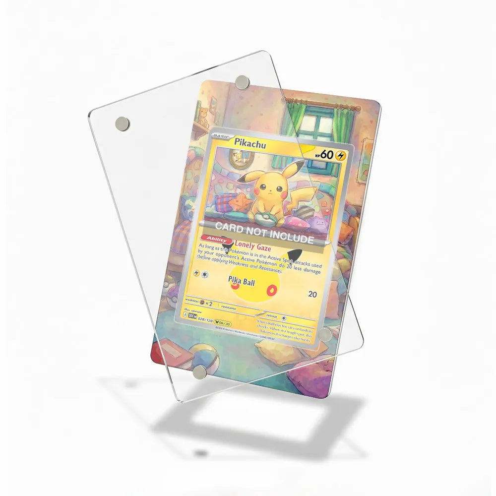 Pikachu 028-128 30th Anniversary Collection Pokemon Cards Custom Art Display Cases - Magnetic Case - Detail View