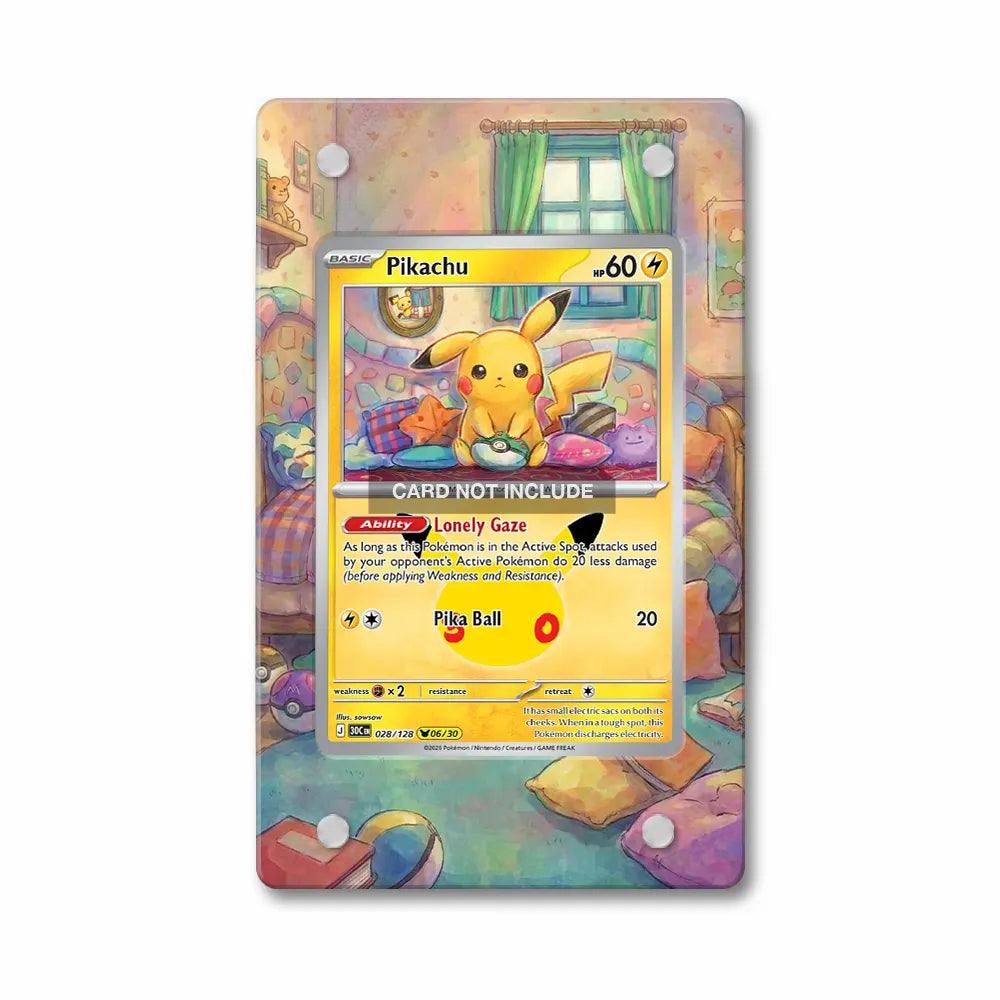 Pikachu 028-128 30th Anniversary Collection Pokemon Cards Custom Art Display Cases - Magnetic Case - Front View