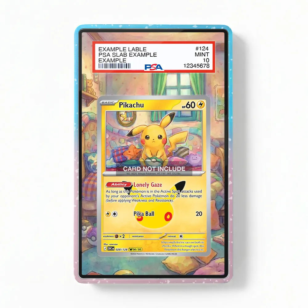 Pikachu 028-128 30th Anniversary Collection Pokemon Cards Custom Art Display Cases - PSA Slab Case - Front View