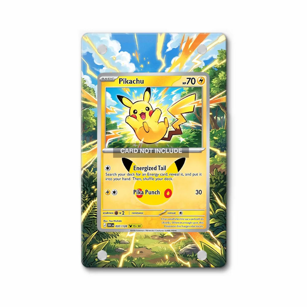 Pikachu 037-128 30th Anniversary Pokemon Cards Extended Art Display Cases - Magnetic Case - Front View