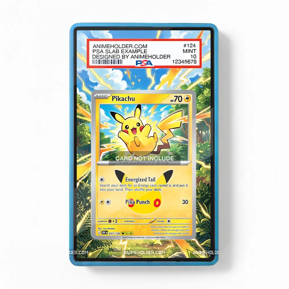 Pikachu 037-128 30th Anniversary Pokemon Cards Extended Art Display Cases - PSA Slab Case - Front View