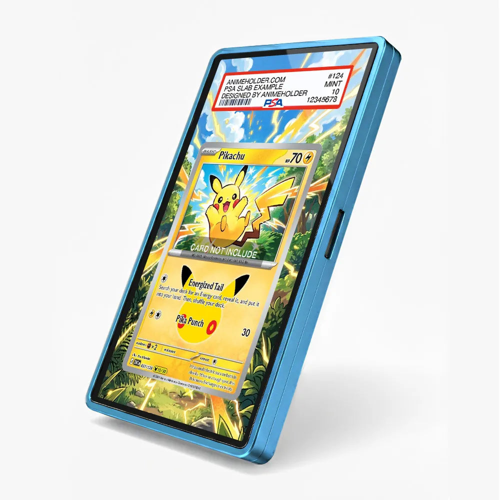 Pikachu 037-128 30th Anniversary Pokemon Cards Extended Art Display Cases - PSA Slab Case - Side View