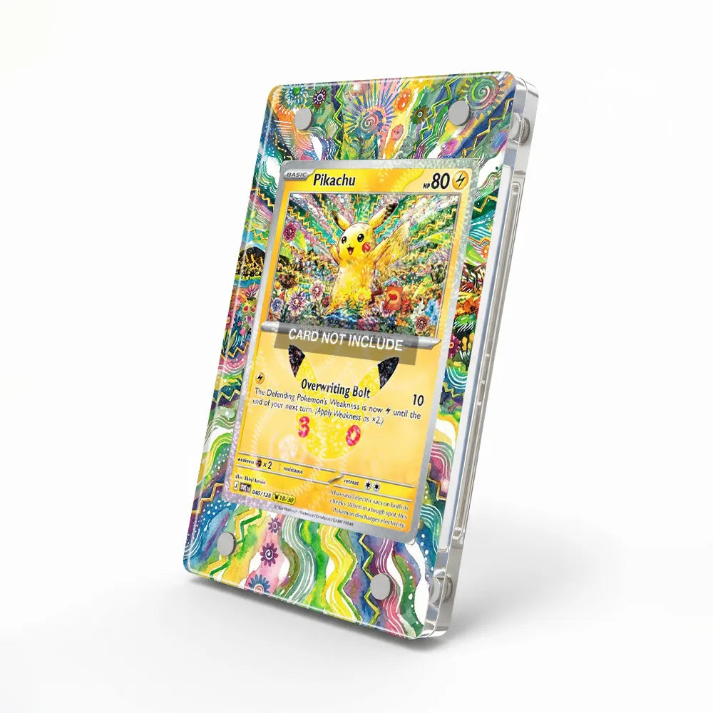 Pikachu 040-128 30th Anniversary Pokemon Cards Custom Art Display Cases - Magnetic Case - Side View