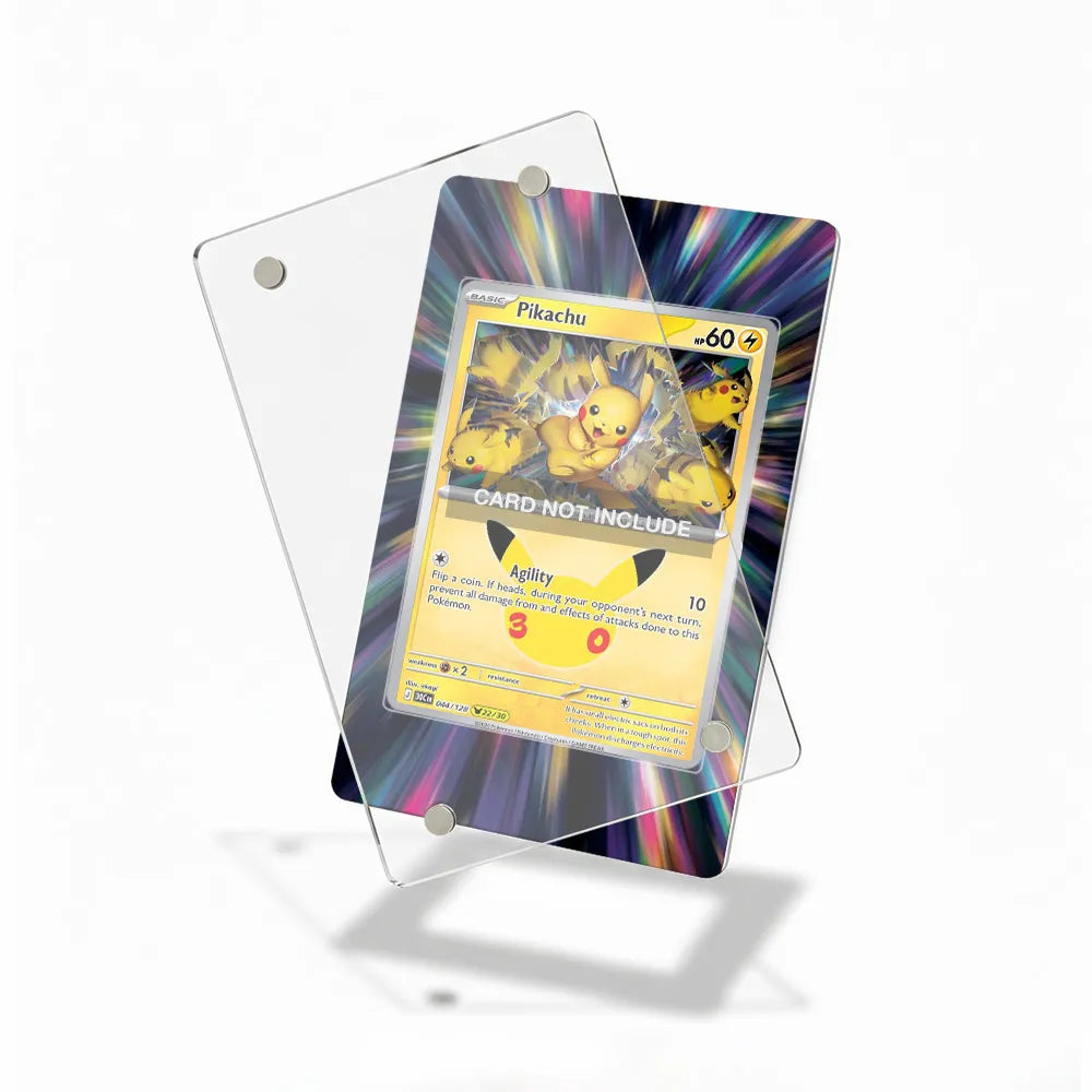 Pikachu 044-128 30th Anniversary Pokemon Cards Extended Art Display Cases - Magnetic Case - Detail View