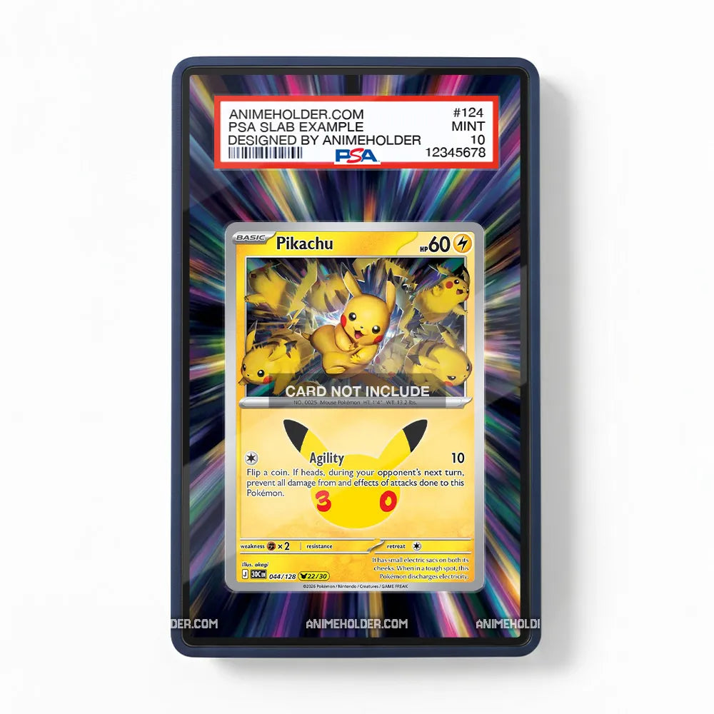 Pikachu 044-128 30th Anniversary Pokemon Cards Extended Art Display Cases - PSA Slab Case - Front View
