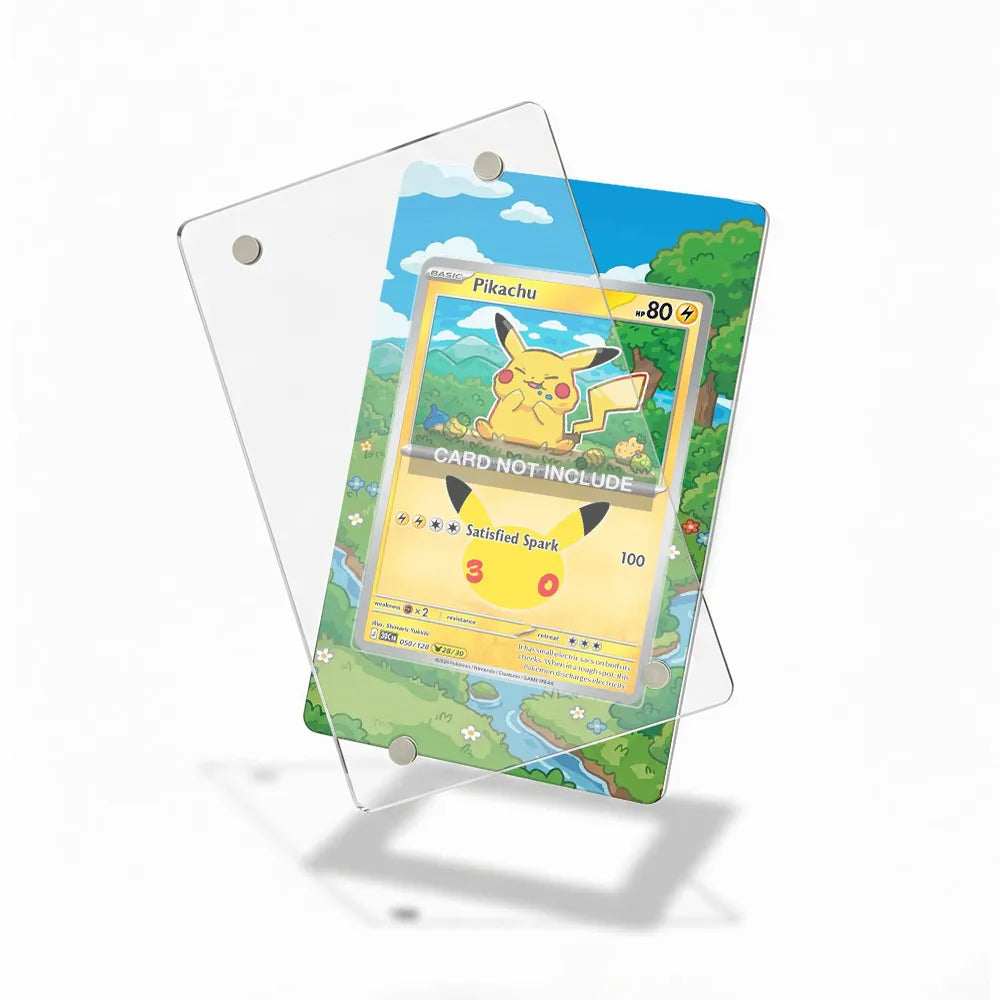 Pikachu 050-128 30th Anniversary Collection Pokemon Cards Custom Art Display Cases - Magnetic Case - Detail View