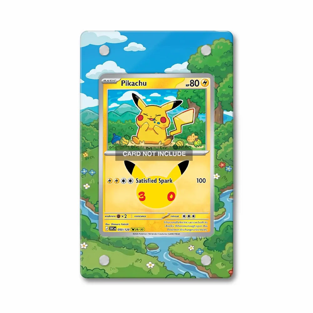 Pikachu 050-128 30th Anniversary Collection Pokemon Cards Custom Art Display Cases - Magnetic Case - Front View