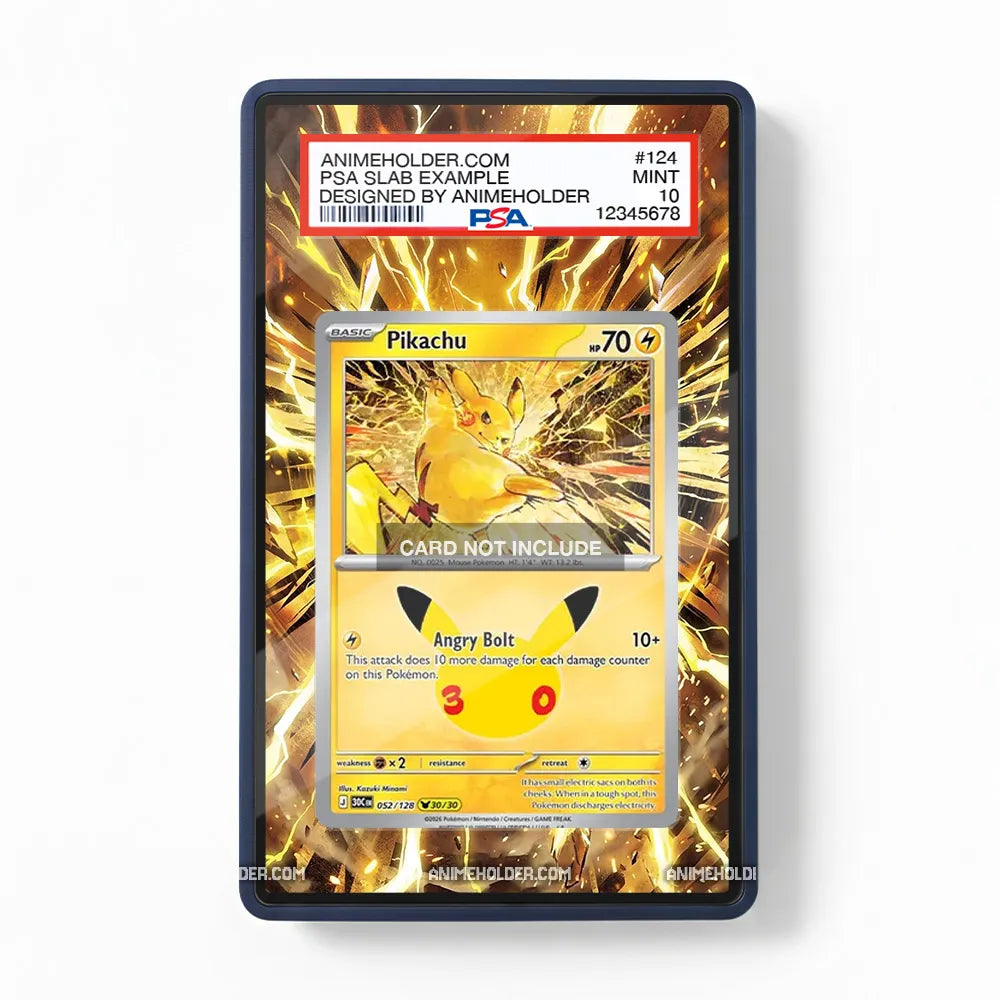 Pikachu 052-128 30th Anniversary Pokemon Cards Extended Art Display Cases - PSA Slab Case - Front View