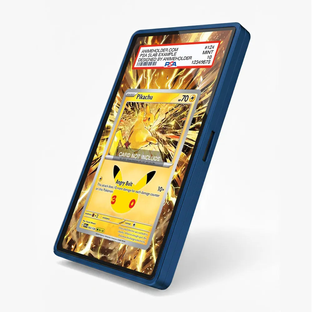 Pikachu 052-128 30th Anniversary Pokemon Cards Extended Art Display Cases - PSA Slab Case - Side View