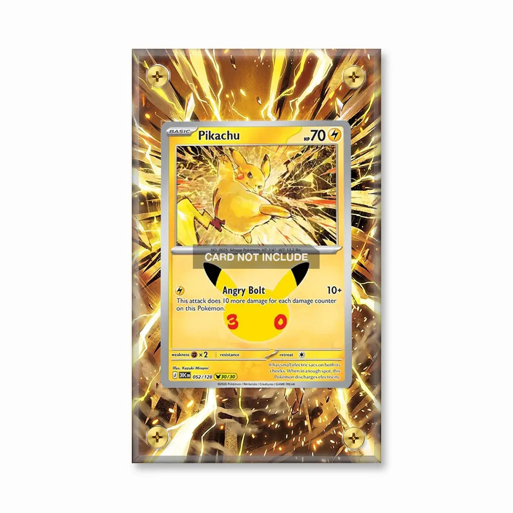Pikachu 052-128 30th Anniversary Pokemon Cards Extended Art Display Cases - Screws Case - Front View
