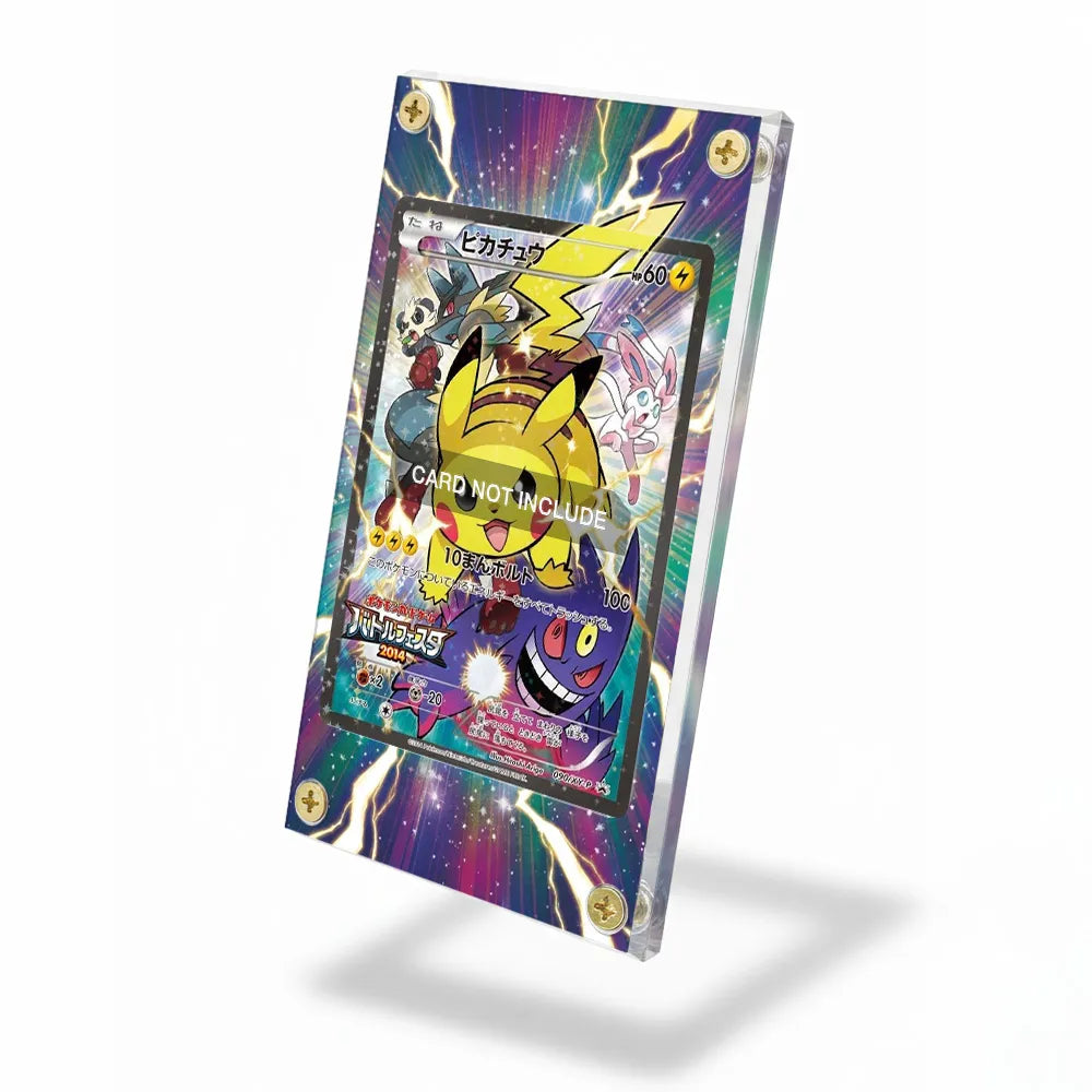 Pikachu 090-XY-P Promo-Battle Festa Pokemon Cards Custom Art Display Cases - Screws Case - Side View