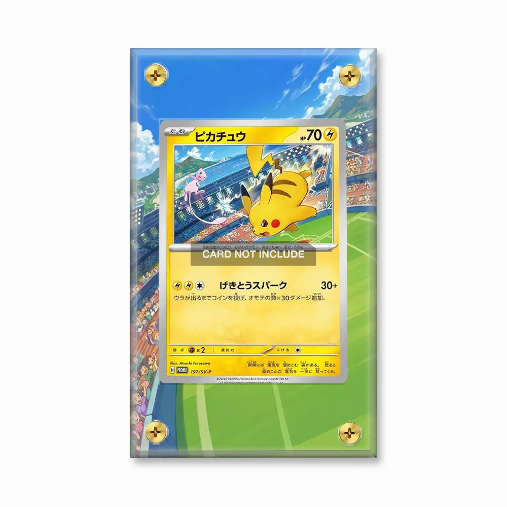Pikachu 190-SVP EN World Championships Pokemon Cards Custom Art Display Cases - Screws Case - Front View