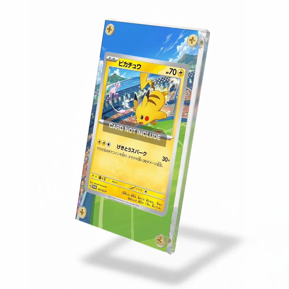 Pikachu 190-SVP EN World Championships Pokemon Cards Custom Art Display Cases - Screws Case - Side View