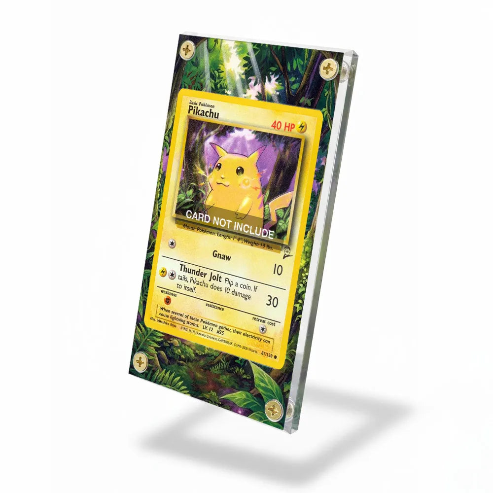 Pikachu 58-102 Base Set Pokemon Cards Custom Art Display Cases - Screws Case - Side View