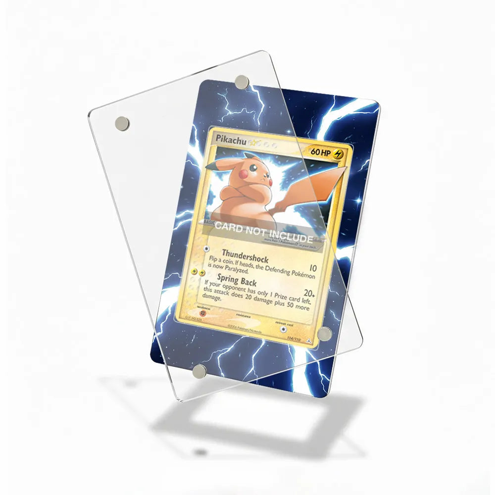 Pikachu Gold Star 104-110 EX Holon Phantoms Extended Art Display Cases - Magnetic Case - Detail View
