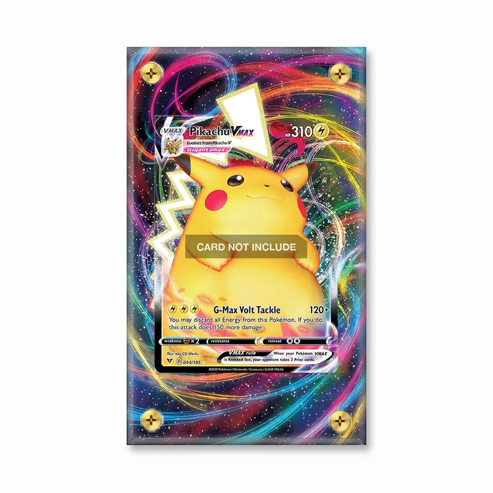 Pikachu VMAX 044-185 Vivid Voltage Pokemon Cards Custom Art Display Cases - Screws Case - Front View