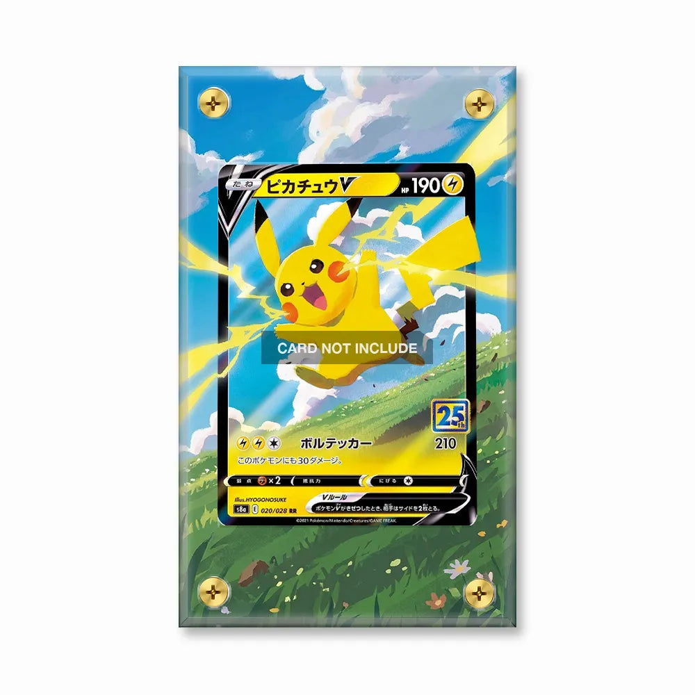 Pikachu V 020-028 25th Anniversary Collection Pokemon Cards Custom Art Display Cases - Screws Case - Front View