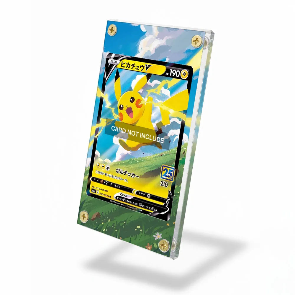 Pikachu V 020-028 25th Anniversary Collection Pokemon Cards Custom Art Display Cases - Screws Case - Side View