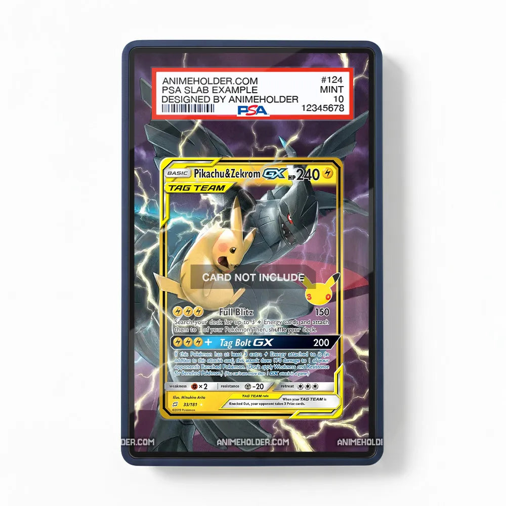 Pikachu Zekrom GX 33-181 30th Anniversary Pokemon Cards Custom Art Display Cases - PSA Slab Case - Front View