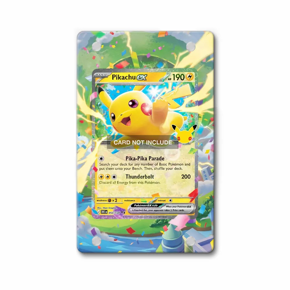 Pikachu ex 053-128 Double Rare 30th Anniversary Pokemon Cards Custom Art Display Cases - Magnetic Case - Front View