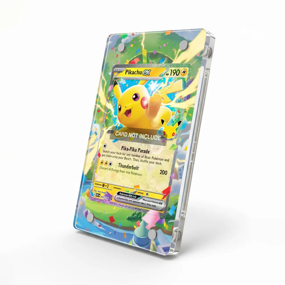 Pikachu ex 053-128 Double Rare 30th Anniversary Pokemon Cards Custom Art Display Cases - Magnetic Case - Side View