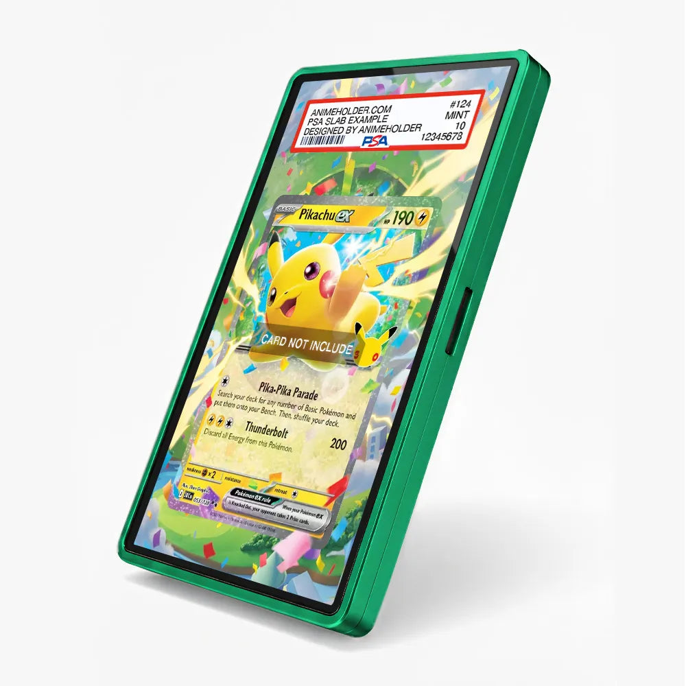 Pikachu ex 053-128 Double Rare 30th Anniversary Pokemon Cards Custom Art Display Cases - PSA Slab Case - Side View