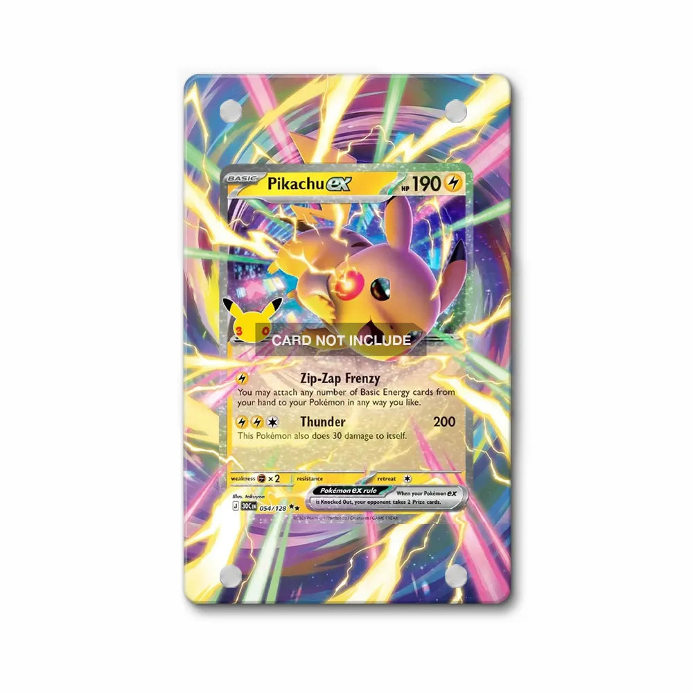 Pikachu ex 054-128 Double Rare 30th Anniversary Pokemon Cards Custom Art Display Cases - Magnetic Case - Front View