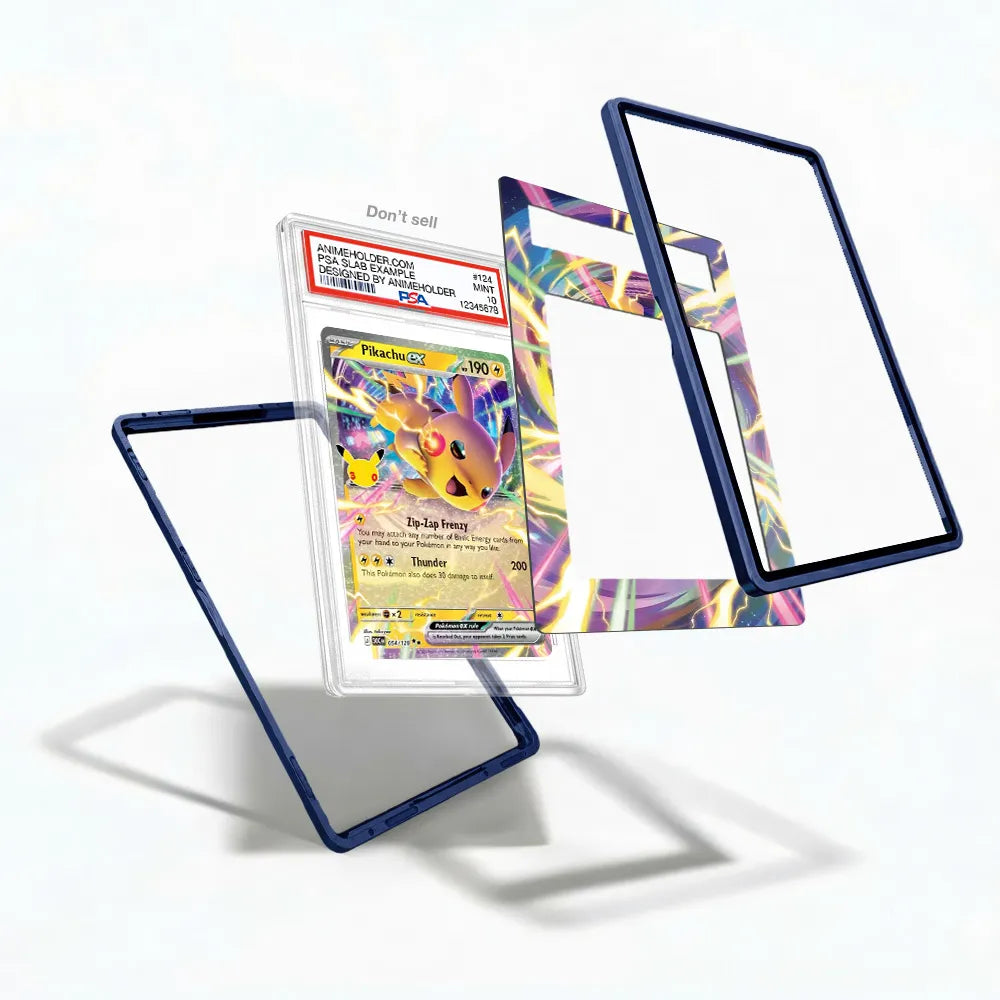 Pikachu ex 054-128 Double Rare 30th Anniversary Pokemon Cards Custom Art Display Cases - PSA Slab Case - Detail View