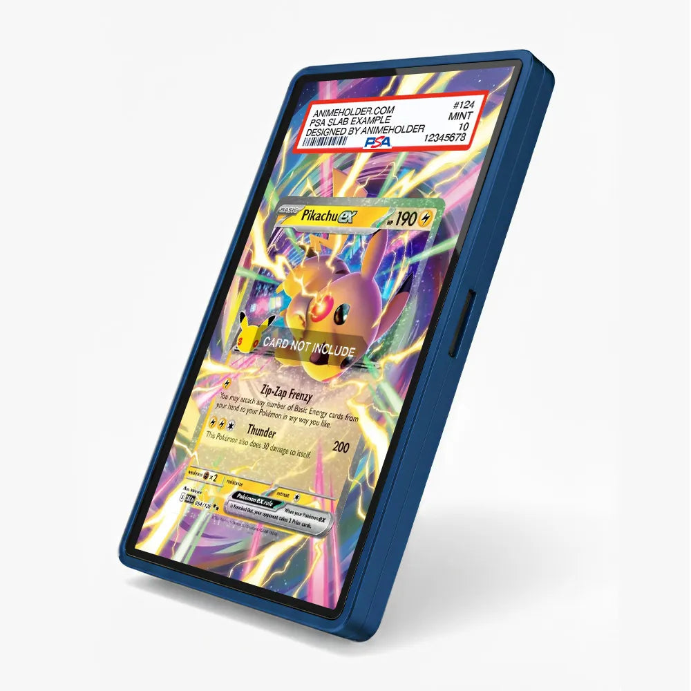 Pikachu ex 054-128 Double Rare 30th Anniversary Pokemon Cards Custom Art Display Cases - PSA Slab Case - Side View
