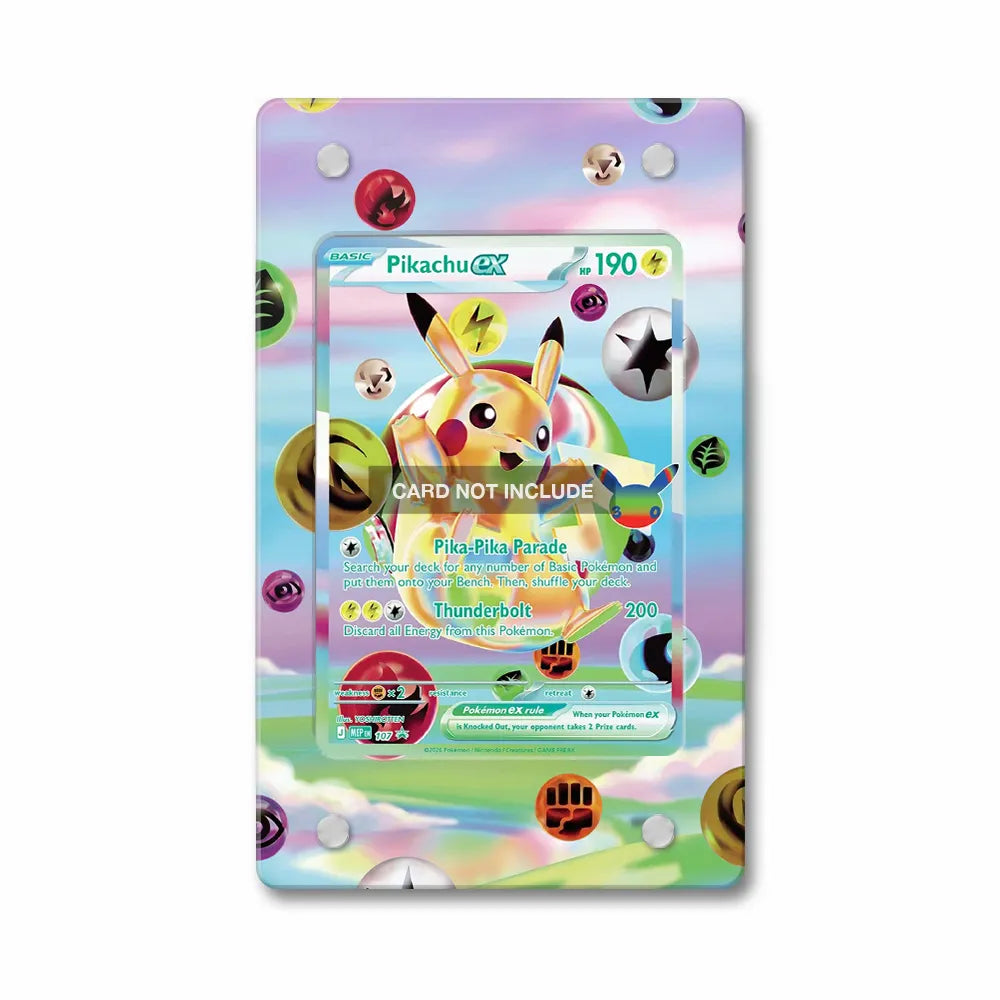 Pikachu ex 107 Promo MEP 30th Anniversary Extended Art Display Cases - Magnetic Case - Front View