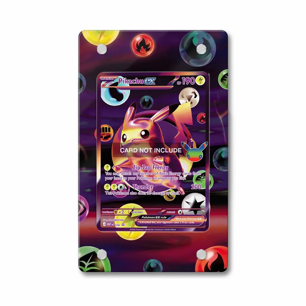Pikachu ex 109 Promo MEP 30th Anniversary Extended Art Display Cases - Magnetic Case - Front View