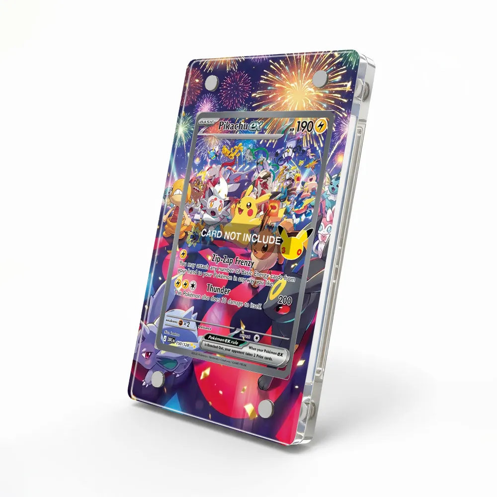 Pikachu ex 150-128 Special Illustration Rare 30th Anniversary Pokemon Cards Custom Art Display Cases - Magnetic Case - Side View