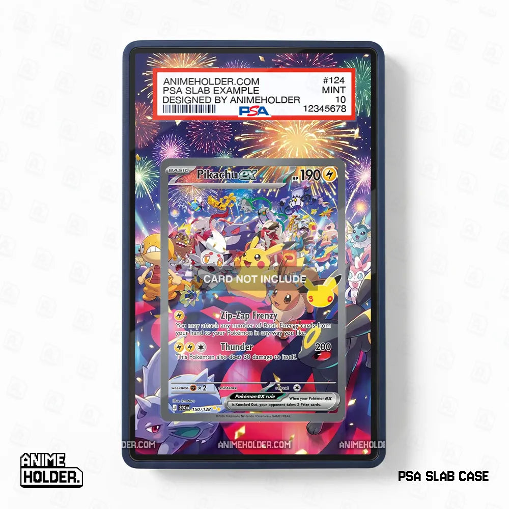 Pikachu ex 150-128 Special Illustration Rare 30th Anniversary Pokemon Cards Custom Art Display Cases - PSA Slab Case - Front View