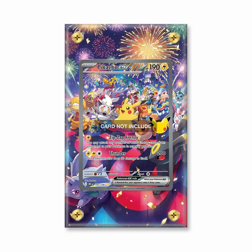 Pikachu ex 150-128 Special Illustration Rare 30th Anniversary Pokemon Cards Custom Art Display Cases - Screws Case - Front View