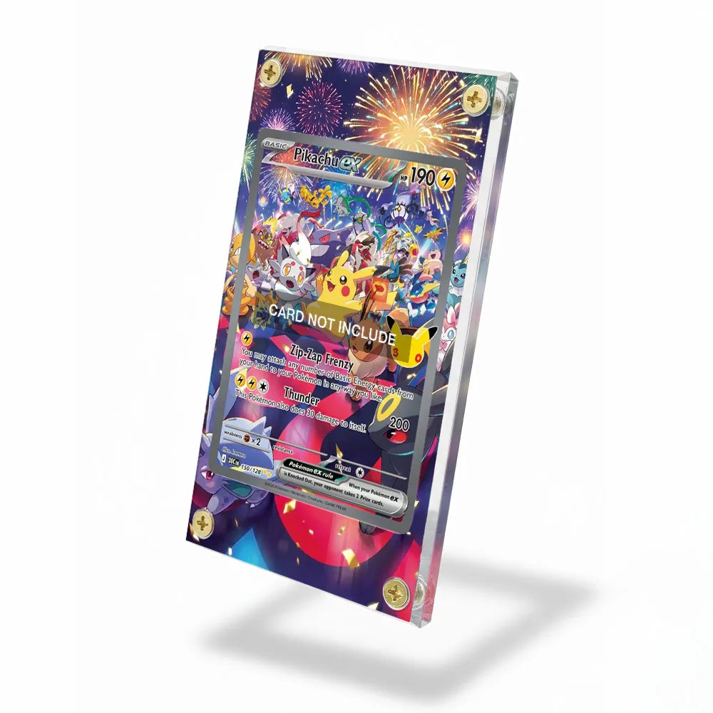 Pikachu ex 150-128 Special Illustration Rare 30th Anniversary Pokemon Cards Custom Art Display Cases - Screws Case - Side View