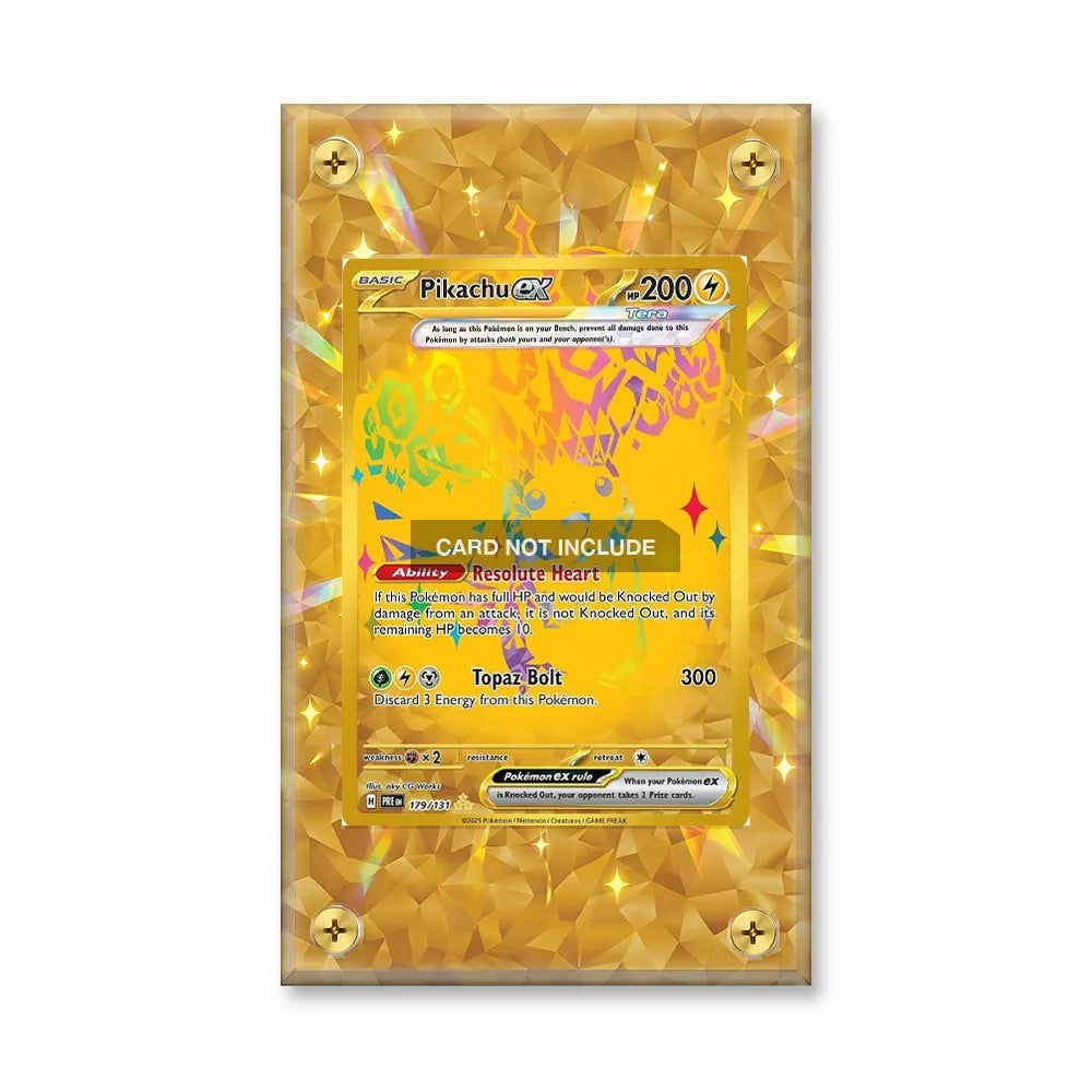 Pikachu ex 179-131 Gold Hyper Extended Art Display Cases - Screws Case - Front View