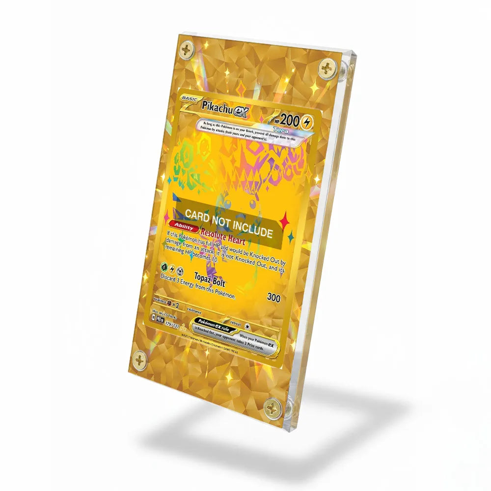 Pikachu ex 179-131 Gold Hyper Extended Art Display Cases - Screws Case - Side View