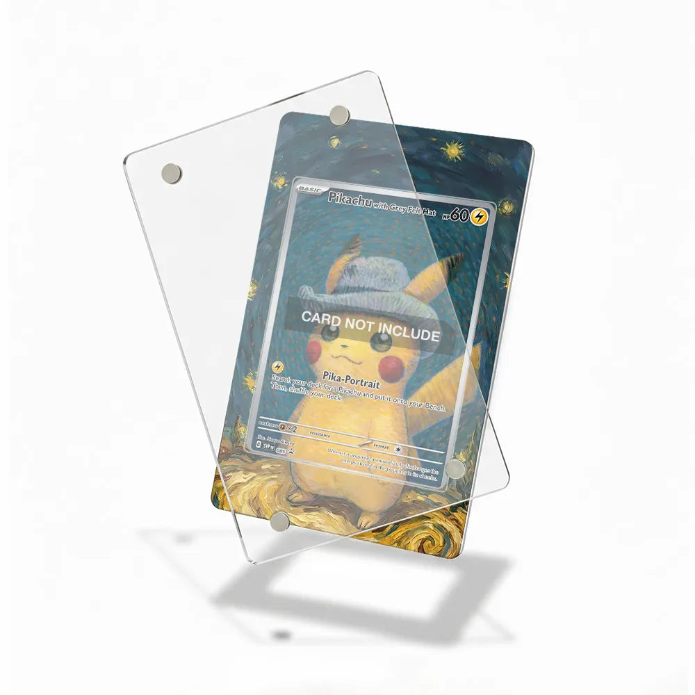 Pikachu with Grey Felt Hat SVP 085 Black Star Promo Extended Art Display Cases - Magnetic Case - Detail View