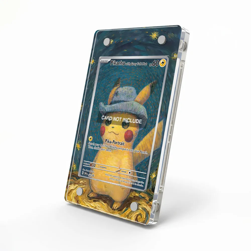 Pikachu with Grey Felt Hat SVP 085 Black Star Promo Extended Art Display Cases - Magnetic Case - Side View