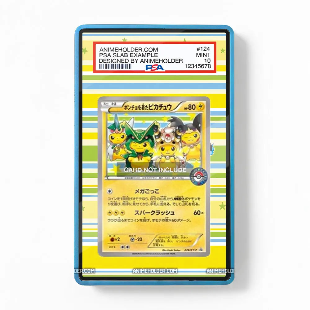 Poncho-wearing Pikachu 274-XY-P Promo XY Promos Pokemon Cards Custom Art Display Cases - PSA Slab Case - Front View