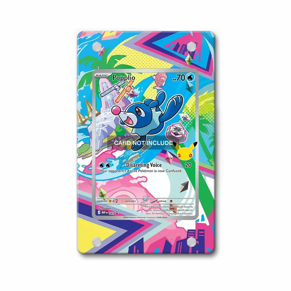 Popplio 021-30th-P Promo 30th Anniversary Pokemon Cards Custom Art Display Cases - Magnetic Case - Front View