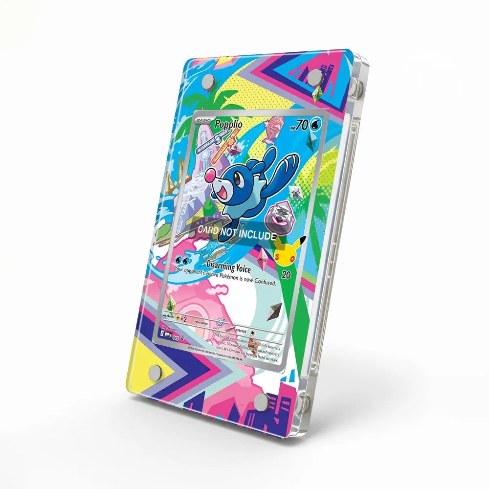 Popplio 021-30th-P Promo 30th Anniversary Pokemon Cards Custom Art Display Cases - Magnetic Case - Side View